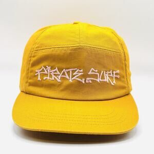 Vintage Pirate Surf 5 Panel Hat Cap Strap Back Gold Y2K One Size Adjustable